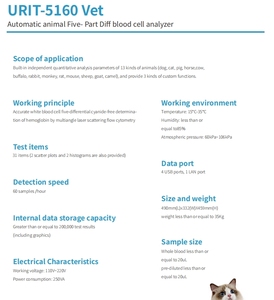 URIT 5160 Vet Veterinary Instrument <strong>Blood</strong> Testing Equipment 5 Diff Auto Vet Hematology Analyzer 5 Part CBC Analyzer Machine