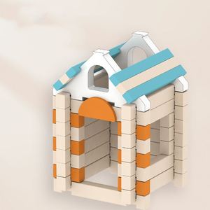 Kids Birthday Gifts Fun Wooden House Furniture Mortise Tenon Diy <b>Building</b> <b>Blocks</b> Stacking Toys - Product Image 4