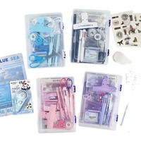 Ensemble de papeterie multicolore, fournitures de bureau pour étudiants, outils de planification, ciseaux, carnet, agrafeuse, boîte de rangement, coffret cadeau de luxe