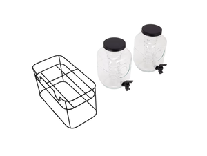 Distributeur en verre Lot de 2 avec support et infuseur 3.5 litre 1 gallen Juice Beverage Server - Product Image 4