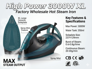 <span class=keywords><strong>Plancha</strong></span> de Vapor de Alta Potencia 3000W XL con Suela de Cerámica Grande, Pulverizador de Vapor, Venta al por Mayor de Fábrica, <span class=keywords><strong>Plancha</strong></span> de Vapor <span class=keywords><strong>Max</strong></span> - Product Image 3