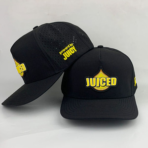 Mũ bóng chày thể thao Gorras tùy chỉnh chống thấm nước, chất liệu polyester, có lỗ cắt laser, miếng dán cao su PVC thiết kế 5 tấm, dành cho doanh nghiệp OEM. - Product Image 4
