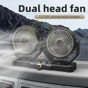 Dual <b>Head</b> Van Truck <b>Fan</b> for Dashboard with 2 Wind Speed Adjustable Double <b>Head</b> <b>Fan</b> 12V 24V Auto Vehicle <b>Fan</b> - Product Image 3