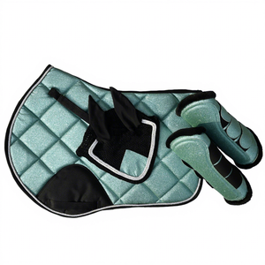High Quality Horse Tack Set Dressage Saddle Pad Glitter Padded Horse <b>Boots</b> Mesh Ear Bonnet Anti Fly Noise Reduction Gear - Product Image 1