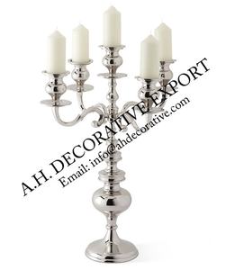 Juego de 3 candelabros altos de aluminio elegantes hechos a mano con cuenco de flores y votivos de cristal para boda o pieza central de Navidad - Product Image 4