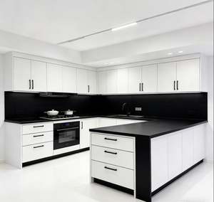 Gabinetes de Cocina Modernos Minimalistas de Madera Contrachapada con Estantes Abiertos y Correderas para Cajones para el Hogar - Product Image 4