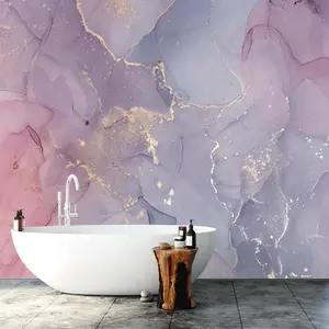 2023 New Mural Custom Size <strong>Marble</strong> Texture <strong>Wallpaper</strong> pink <strong>Purple</strong> Yellow - Product Image 1