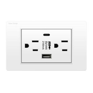 Aluminum Brushed Black Panel US Standard 5/6 Outlets 110V-250V 20A One-piece Six-hole Socket White Gray Gold - Product Image 5