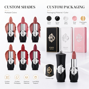หลอดลิปสติกสีดำด้านหรูหราแบบ Private Label พร้อมโลโก้สั่งทำ ตกแต่งสไตล์บาโรก วีแกน รับผลิต OEM สำหรับผู้ค้าส่งเครื่องสำอางมืออาชีพ - Product Image 3