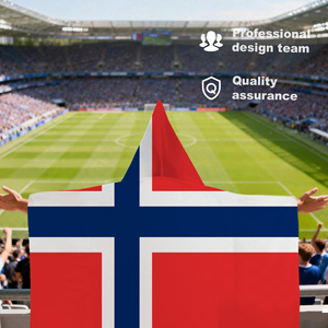 Cape à capuche Norvège avec <span class=keywords><strong>drapeau</strong></span> 3x5 pieds en polyester 100D – Équipement pour supporters de football – Bannière de la Fête Nationale Norvégienne - Product Image 5