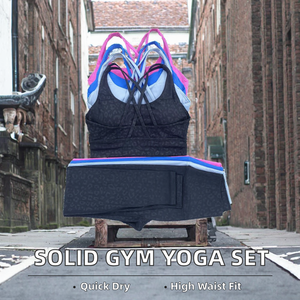 Conjunto Deportivo para Mujer, Leggings de Cintura Alta Elástica y Sujetador Deportivo Cruzado, Color Sólido, 2 Piezas, Shorts de Fitness - Product Image 3