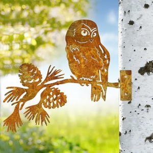 Adornos de jardín de acero oxidado para exteriores, de gran tamaño, con diseños de ciervos, siete delfines, niña oxidada de Halloween, bicicleta, pájaros y ovejas, para paredes - Product Image 2