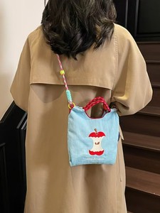 Custom New Style Women's Apple Embroidery Tote Bag with Two Handles Summer Portable Waterproof Crossbody Purse for Work - Product Image 3