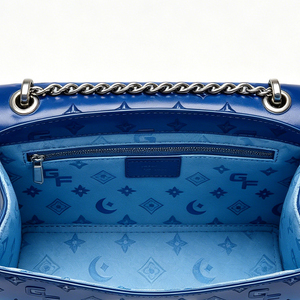 Top Designer Wholesale Women's Bags Metal Chain <b>Shoulder</b> <b>Strap</b> High Quality PU Blue Gradient <b>Shoulder</b> Crossbody Bag - Product Image 6