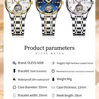 Offre Spéciale OLEVS 6608 mode montres Tourbillon Style automatique mécanique montre pour femmes étanche lumineux dame horloge 2025