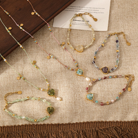Collier et bracelet en pierres naturelles pour femmes, style bohème, avec cordon tressé réglable, bijoux délicats en perles de cristal de guérison