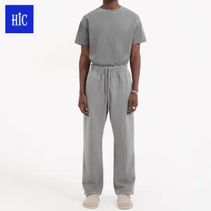 HIC High Quality 100% Cotton Straight Leg Sweatpants Vintage Custom Mens Baggy Sweatpants