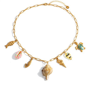 สร้อยคอจี้แฟชั่นฮาวายฤดูร้อน สร้อยคอเหล็กกล้าไร้สนิม 316L เครื่องประดับชุบทอง 14k 18k PVD สร้อยคอรูปเปลือกหอยสำหรับผู้หญิง - Product Image 5