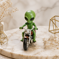 Statue d'alien en résine fantaisie - Alien léger avec signe de la paix pour la maison, le bureau, le bar, la salle de jeux, le bureau, l'étagère, la table de travail, la table basse