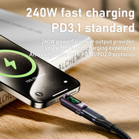 Adaptateur USB C mâle vers type C femelle 240W complet Connecteur de transfert de données rapide 80Gbps avec bouton de commutation à affichage numérique