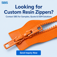 SBS5 #   Cremallera de Resina Ecológica sin Bloqueo de Doble Apertura de 20 cm para Bolsas, Certificación ISO9001, Compatible con OEM/ODM