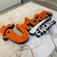 Letrero Luminoso 3D Personalizado con Letras de Canal Iluminadas, Letras de Resina Acrílica con Luz Frontal LED, Logotipo de Pared para Restaurante, Tienda de Comida Rápida, Letrero Publicitario