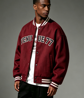 Veste universitaire personnalisée avec logo OEM, veste de baseball vintage, veste bomber de style streetwear à col rayé, veste universitaire