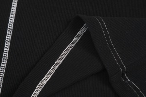 Ropa de mujer Camisa de costilla de mujer Casual Spandex Textil suave Cuello redondo Negro Estilo ajustado - Product Image 6