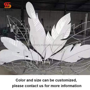 LEDA Wedding Stage White Feather <b>Backdrop</b> Creativity Arch Metal Feather Petal <b>Backdrop</b> <b>Stand</b> for Events - Product Image 3