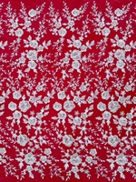 Tissu en dentelle de tulle brodé de fleurs perlées et de sequins, motif feuille de vigne, pour robes de mariée et tenues de mariée