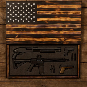 Arredo con Scomparto Segreto a Forma di Bandiera Americana Nera e Effetto Bruciato, con Serratura Biometrica e Funzione di Nascondimento - Product Image 4
