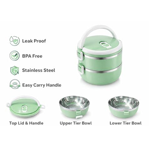 Boîte à lunch ronde moderne en plastique PP, portable, étanche et jetable pour la maison ou l'hôtel, avec couverts en acier inoxydable - Product Image 2