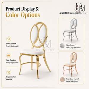 Chaise de mariage en acier inoxydable doré à double anneau superposé avec coussin blanc pour événements de mariage et banquets - Sièges pour événements - Product Image 4