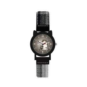 Montre mignonne de dessin animé Virtue 2026 pour enfants et filles, cadran Meow, bracelet en tissu à carreaux marron, montre-bracelet décontractée Kawaii pour les <span class=keywords><strong>amoureux</strong></span> des chats - Product Image 3