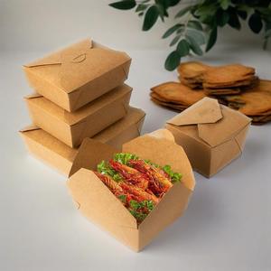 Boîte à lunch en papier kraft à bas prix Boîte à lunch en papier kraft jetable compatible avec les micro-ondes Boîte en papier brun pour sushi - Product Image 1
