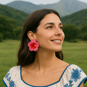 ต่างหูรูปดอกไม้ทำจากอัลลอยสไตล์โบฮีเมียน - Product Image 1