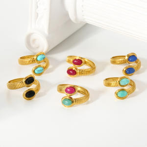 변색 무료 18K 리얼 골드 도금 스테인리스 스틸 링 크기 조정 가능 - Product Image 5