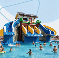 Toboggan aquatique gonflable commercial sur le thème des animaux marins (dragon, pieuvre) en PVC pour piscine, parc aquatique, location