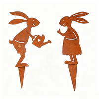 Décoration de jardin en métal en forme de lapin, cadeau de Pâques, décoration de jardin rouillée pour la pelouse extérieure
