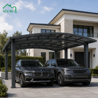 HESIWEI 5.5x3*2.5m Abri de voiture moderne en polycarbonate résidentiel, abri de voiture en aluminium imperméable, auvent de stationnement extérieur
