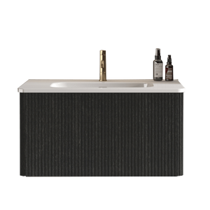 Db U057 Etna30W 30 In Striped Brushed Black Oak <b>Floating</b> Bathroom Vanity With White Ceramic Sink Modern Contemporary Design - Product Image 6