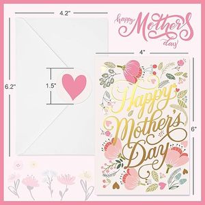 Carte de la fête des mères avec autocollants <span class=keywords><strong>et</strong></span> enveloppes, assortiment de cartes vierges florales pour célébration d'anniversaire - Product Image 4