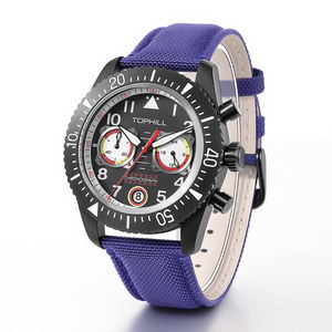 독특한 맞춤형 로고 가죽 스트랩 패션 럭셔리 남성 다이빙 방수 쿼츠 시계 스테인리스 스틸 손목시계 - Product Image 4