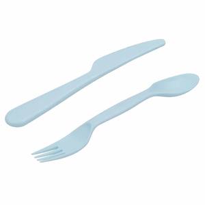 Ensemble de couverts réutilisables en plastique PP bleu, 2 pièces, écologiques, de qualité alimentaire, résistants à la chaleur, cuillère-fourchette et couteau pour steak, dessert, maison, pique-nique - Product Image 1