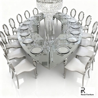 Table de banquet ovale dorée élégante et luxueuse avec chaises pour événement de mariage