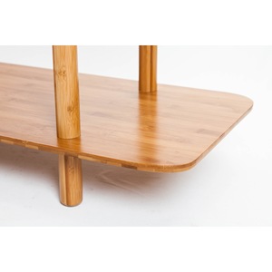 Solid wood minimalist retro double-layer <b>standing</b> cleaning table for living room bamboo <b>control</b> panel - Product Image 5
