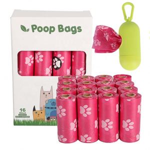 RTS 16 rouleaux de sacs à déjections canines biodégradables écologiques avec motif de patte mignon et support de sacs à déjections design - Product Image 4