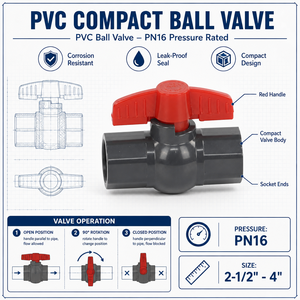 Valvola a Sfera in PVC Durevole, Valvola di Blocco Acqua in Plastica con Maniglia Rossa Filettata per Irrigazione Giardino, Prezzo di Fabbrica per India, Pakistan, Africa - Product Image 2