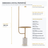 Lampe de sol moderne en marbre avec table, lampe sur pied en métal laiton pour salon, chambre, hôtel, villa