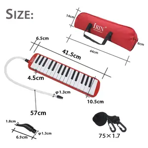 Instrument d'éducation musicale mélodique 32 touches de piano pour enfants débutants cadeau avec sac de transport rouge